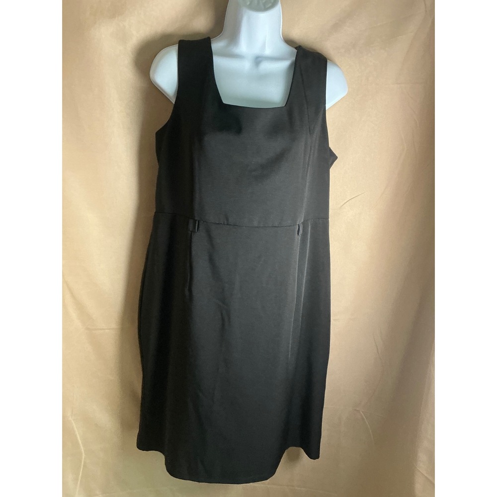 Voir Voir Sheath Dress Womens 12 Black Excellent Sleeveless Square Neck Workwear